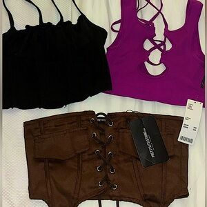 (3) NEW crop tops